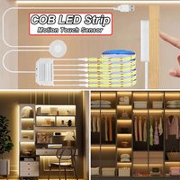 1-6 Pcs COB LED Strip Lights 1/2/3M Strip with Penetrating Wood Touch Dimmer Switch for Kitchen,Showcase,Cabinet Lighting