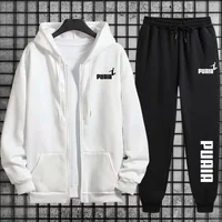 New in Women Tracksuit Trend Printing Hooded Sweatshirts Pants 2Pcs Set Casual Zipper Overcoat Suit Daily Clothing Autumn Winter