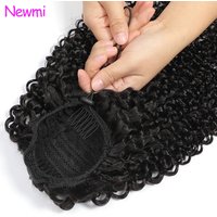 Newmi 10-26 Inch Kinky Curly Drawstring Ponytail Human Hair 12A Brazilian Virgin Hair Extensions Natural Black For Women