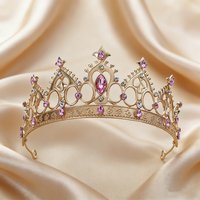 Gorgeous Gold Baroque Tiara Crystals Vintage Royal Crown Marquise Round Rhinestones Elegant Bridal Headwear Weddings Pageants