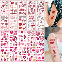10 Sheets Waterproof Temporary Tattoos for Valentine's Day Body Decor Heart Love Kiss Fake Tattoo for Women Wedding Stickers