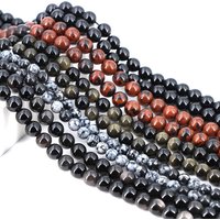 Natural Stone Golden Obsidian Beads Round Loose Black Spacer Bead 4 6 8 10 12mm Jewelry DIY Making Bracelet Necklace Accessories