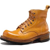 Hand Sewn Rhubarb Ankle Boots Shoes for Men's Genuine Leather Retro Outdoor Work Boots Non slip Wear resistant Motorcycle Boots