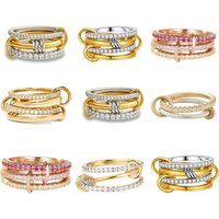 925 Sterling Silver Luxury Multiple Levels Of Interlocking Zircon Ring For Women Daily Life Fashion High Quality Fine Jewelry