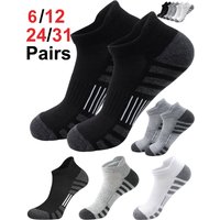 Trendy Comfortable Running Socks 12Pairs Cushioned Moisture-Wicking Lightweight Breathable Low Cut Sports Socks for Active Wear