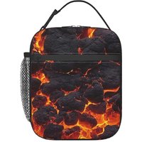 Magma Volcano Lava Fire Insulated Lunch Bag for Women Kids Portable Food Boxes Thermal Lunch Box Tote