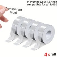 4 Rolls 14x40mm Transparent Thermal Label Paper Compatible with Phomemo D30 Marklife P15 P12 Label Tape 160pcs Labels per Roll