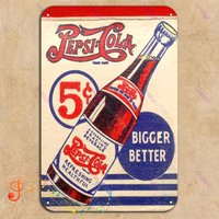1pc Vintage Metal Wall Art Sign - Retro Pepsi Cola Bottle Design with "5ยข" & "BIGGER" Text, & Weather-Resistant, Pre-Drilled
