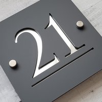 Personalized Custom Modern Acrylic Matte Black Gold Gray Mirror House Numbers Sign Plate Outside Address Name Door Room Plaque
