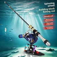 Fishing Rod Brick Simulated Gear Reel Fishing Rod Model Building Blocks Creative DIY Simulated Fishing Game Educational Toy Gift