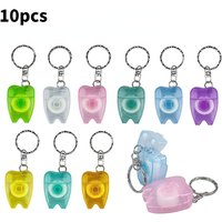 10pcs Dental Floss with Key Chain Teeth Cleaning Oral Care Tools Portable Tooth Shape Keychain Flosser Picks Toothpicks Hot