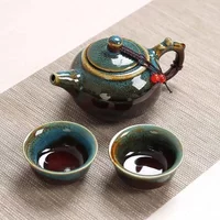 Ceramic Kiln Glaze Travel Tea Set Chinese Tea Sets Gaiwan Ceramic and Pottery Teacups Cups and Mugs Teapot Teeware Teware Cup