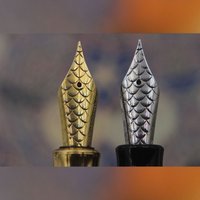 No.6 Silver Dragon Scale Series Nibs #6 Fountain Pen Tip Long Knife Nib F/B 1.0/0.5mm Replacement Calligraphy Office Accessories