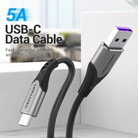 Vention 5A Type C Cable for Huawei Mate 30 20 P30 P20 Xiaomi Samsung USB C Fast Charging Cable Mobile Phone USB Type-C Cables 3A