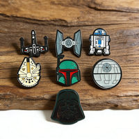 7pcs Star Wars Enamel Pin Set - Stormtrooper Darth Vader Millennium Falcon Death Star R2-D2 Cartoon Brooch Collection Gift