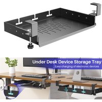 No Drill Under Desk Laptop Mount Metal Storage Tray with Cable Management Space Saving Multipurpose Household Hanging Organizer