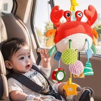 Soft and cute plush baby crab stroller hanging rattle toy, suitable for hanging on a crib and early education - toddler bed toy