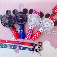 Handheld USB Charging Fan Cartoon Anime Character Mickey Mouse Shaped Desktop Electric Fan Kawaii Night Light Fan Toys Gif