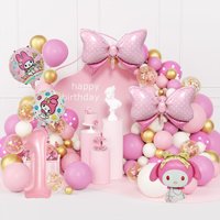 109 Pieces Anime Melody 40 Inch Numbers 1 2 3 4 5 6 7 8 9 Kids Birthday Foil Balloon Set Cute Cartoon Kuromi Baby Shower