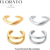 18k Gold-plated Simple Clip Earrings Classic Double-layer Gold Piercing-free No Perforation Clip Earrings Fashion Party Jewelry
