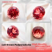 TLab Grown Padparadscha Round Shape Fire Lotus Charm Beads for Diy Jewelry Making Pendant Materials Selectable Certificate