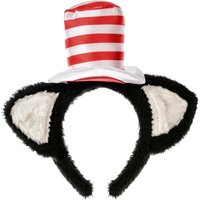 2PCS June Bloomy Party Headband Steampunk Cat Hat Ears Headband with Red and White Striped Top Hat Halloween Costume Accessory