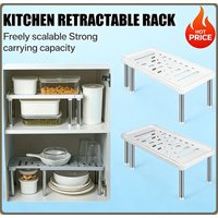 Multifunctional Expandable Storage Rack Countertop Organizer for Kitchen Bathroom Home Appliance Storage