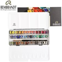 REMBRANDT Artist Transparent Watercolor Paint Set 48/36/24/12 Color Half Pans Portable Metal Box Paint Brush Drawing Supplies