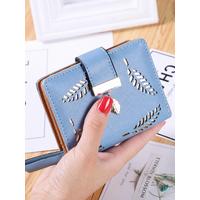 Coin Purse Minimalist Pu Leather Card Holder Women'S Short Bifold Wallet Eco-Friendly Hollow Leaf Design Wallet For Evening Out