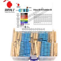 Kit de résistance à Film métallique 640 pièces 2W 1% 0,33R - 1M ohm 64ValuesX10pcs, ensemble de résistance, paquet d'assortiment