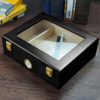 1pc Elegant Wooden Cigar Box, Cigar Packaging Box With Transparent Glass Display, Cigar Box