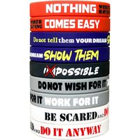 Motivational Wristbands for Men, Women & Teens, Silicone Bracelets with Inspirational Quotes, Unisex Adult Desig Gifts for Boys