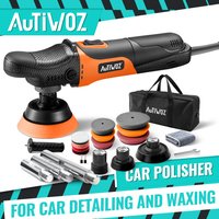 AUTIWOZ W03 600W Mini Rotary Polisher Kit Carbon Fiber Design 1/2/3 Inch Car Detail Buffer with Extension Shaft Soft Start