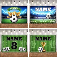 2025 New Football Backdrop Decoration Boy Birthday Soccer Field Sports Poster Customize Name Background Studio Photo Banner
