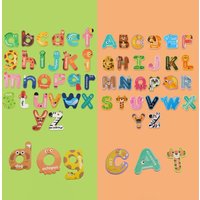 Letters Magnets With Animal Pattern,ABC Magnetic 26 Letters Educational Toy for Kids,Preschool Learning Spelling,Fridge Stickers