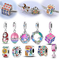 Fit Original Bracelet Charms Diy 925 Silver Colorful Cat Tree Dragon Charm Beads Magic Cube Jewelry Gift