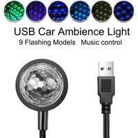 Music Control LED Car Roof Star Night Light Projector Atmosphere Lamp USB Decorative Lamp Adjustable Car Interior Ambience