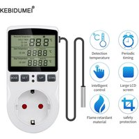 Temperature Controller Socket Digital Thermostat 120/220V Timer Socket Outlet Heating Cooling Switch With Sensor Probe