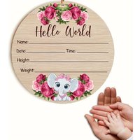 1pc 'Hello World' Youngsters Announcement Sign - Artificial Wood, Double Sided Printing, Perfect for Hospital & Reveal