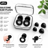 Noise Reduction Silicone Ear Plugs 4 Size Tips Reusable Washable Soundproof Earplugs for Sleeping Snoring Work Focus Concert