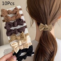10pcs Sweet Style Bow Headband Set for Women High Stretch Fabric Ponytail Holders Minimalist Solid Color Hair Accessories