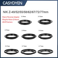 Macro Reverse Adapter Ring 49/ 52/ 55/ 58/ 62/ 67/ 72/ 77mm For Nikon Z Mount Z6/Z7 Camera For Nikon Z5 Z6 Z7 Z9 Z50