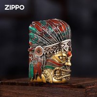 Zippo Authentic Lighter Luminous Native Warrior Indian Chief Personalized Gift Oil Grinding Wheel Gift in wooden box