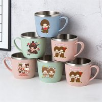 Monchhichi 304 Stainless Steel Toothbrush Cup Glass Convenient Printing Drop-resistant Mouthwash Cups Portable Toothbrushing Cup