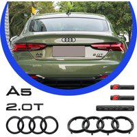 Car Front Grill Rear Trunk Hood Sline 2.0T Emblem Quattro Auto Accessories 3D ABS 4 Ring For AUDI A5 2010-2019 Logo Sticker