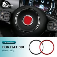 Real Hard Carbon Fiber Sticker For Fiat 500 Abarth 595 695 2008-2021 2022 2023 Car Steering Wheel Center Interior Accessories