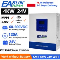 EASUN POWER 4KW Hybrydowy Inwerter Solarny 24V 220V 100A MPPT Ładowarka Solarna Off Grid Czysta Sinusoida Inversor z WIFI MAGAZYN UE