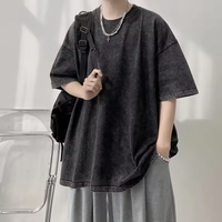 Quality Oversized Acid Washed T Shirt men Vintage T-shirts Streetwear Mineral Wash Tee Shirts boy Woman Loose Luxury Brand Tops