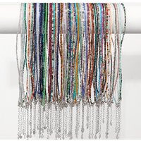 Natural Faceted Gemstones Necklace 2mm Beads Quartz Crystal Tourmaline Lapis Shining Stone Beaded Necklace Choker Jewelry