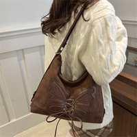 Faux Suede Tote Bag, Bow Tie Backpack, Chic Retro Single Handbag Women Shoulder Messenger Bag, Matte PU Leather Cross Body Bags
